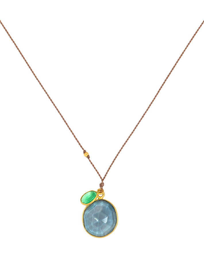 London blue topaz and emerald pendant necklace