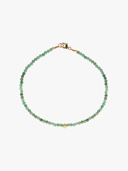 Emerald and gold beaded bracelet photo