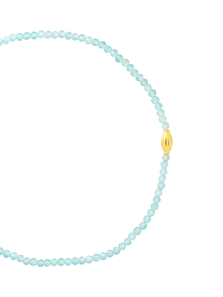 Aquamarine and gold bead beaded bracelet