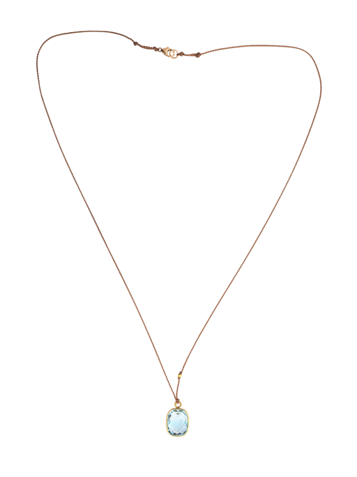 Blue topaz window and 18kt bead necklace photo