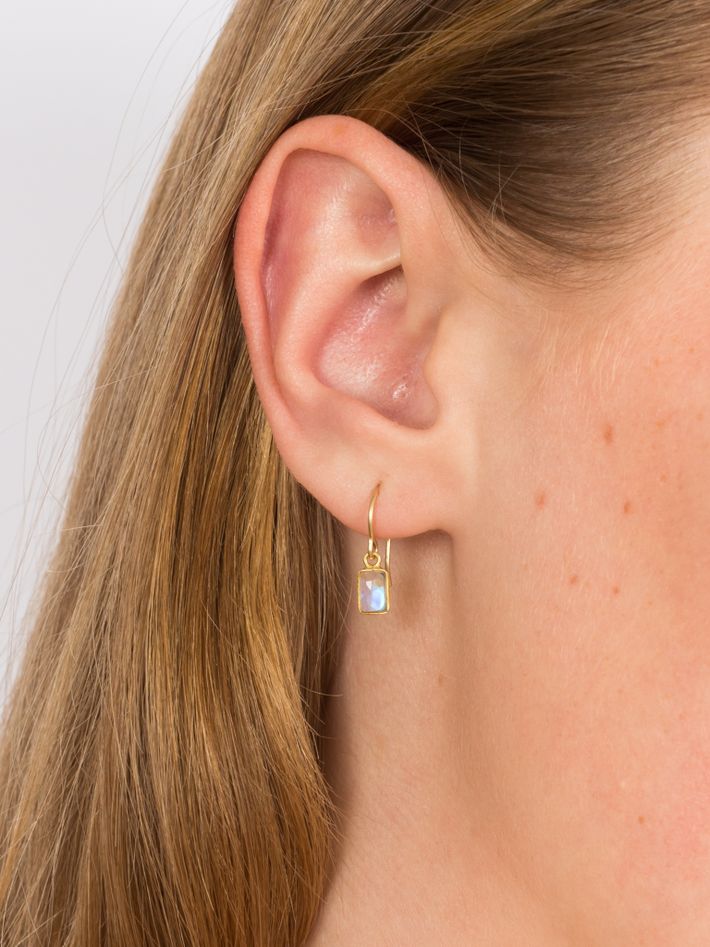 Rainbow moonstone baguette earrings