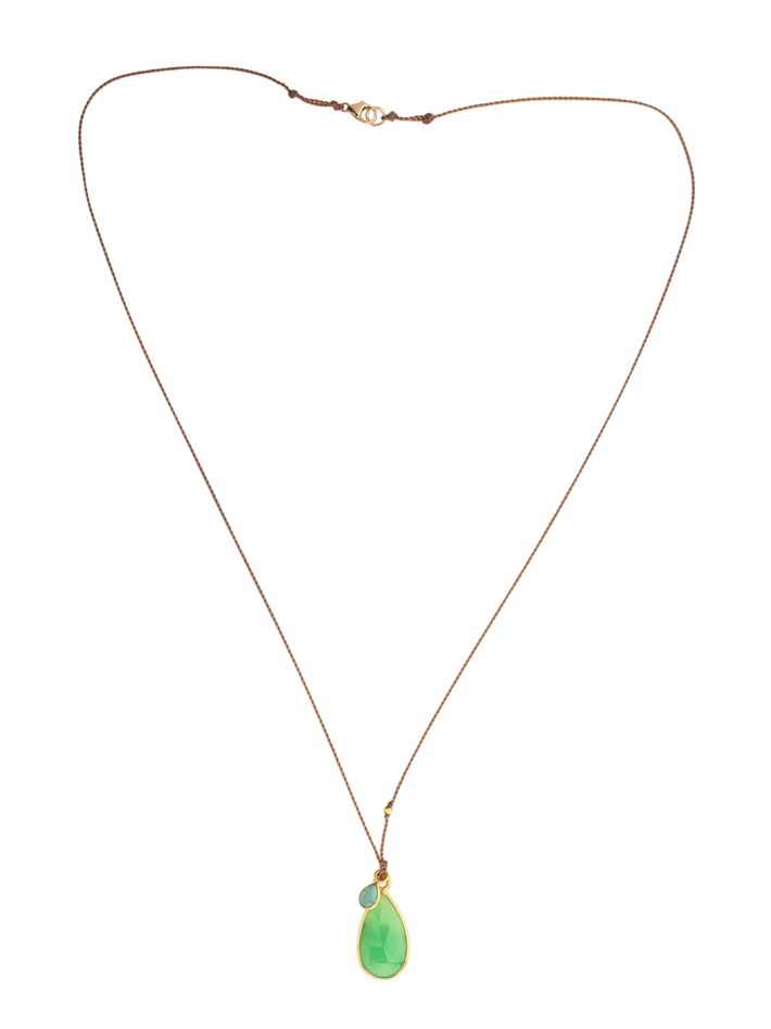 Chryroprase, emerald and 18kt bead necklace