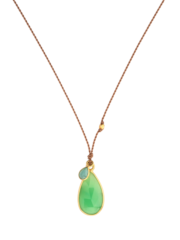 Chryroprase, emerald and 18kt bead necklace