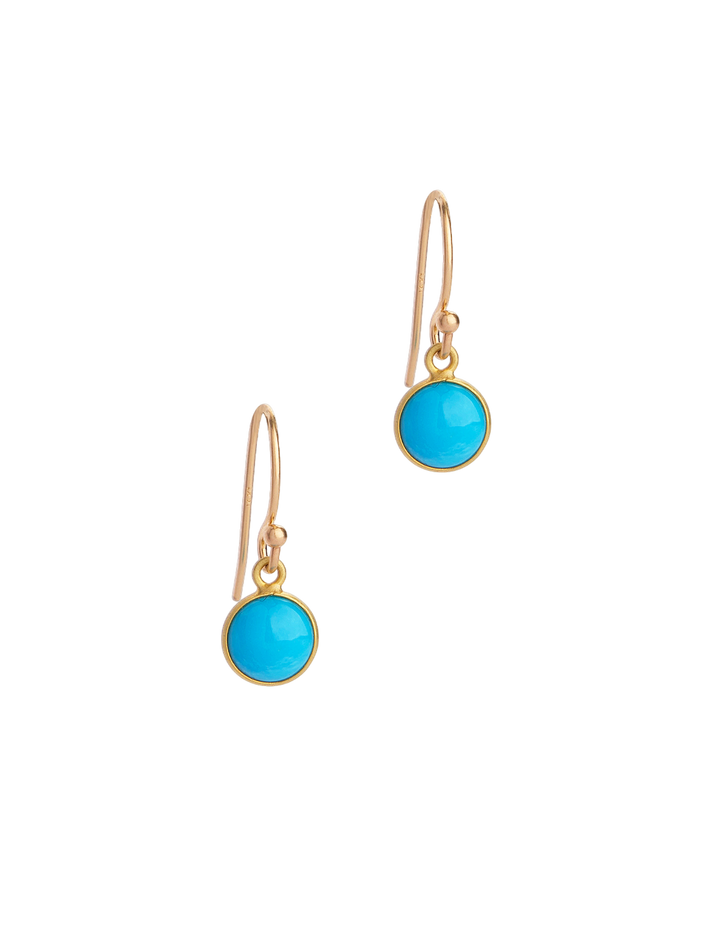 Sleeping beauty turquoise round 18kt earrings