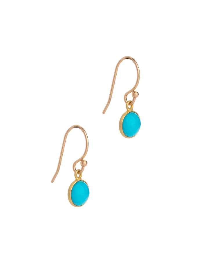 Sleeping beauty turquoise round 18kt earrings