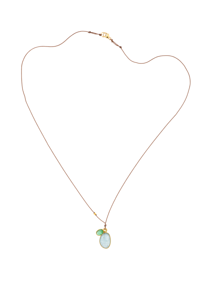 Aquamarine and emerald pendant necklace