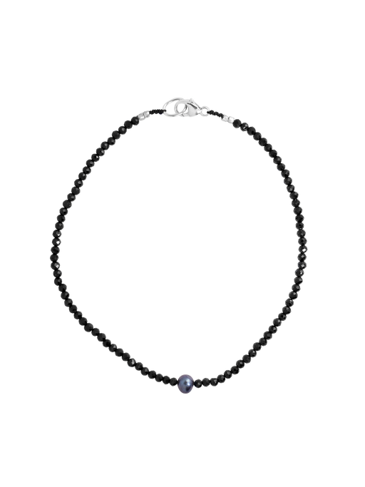 Black spinel and black pearl beaded bracelet photo