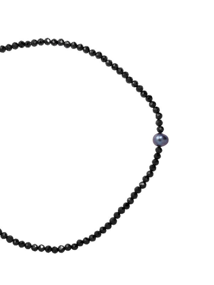 Black spinel and black pearl beaded bracelet