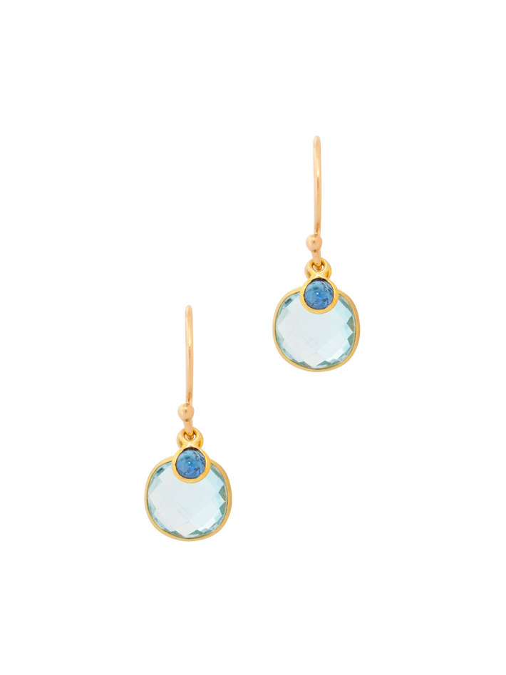 Small blue topaz and cabochon sapphire earrings