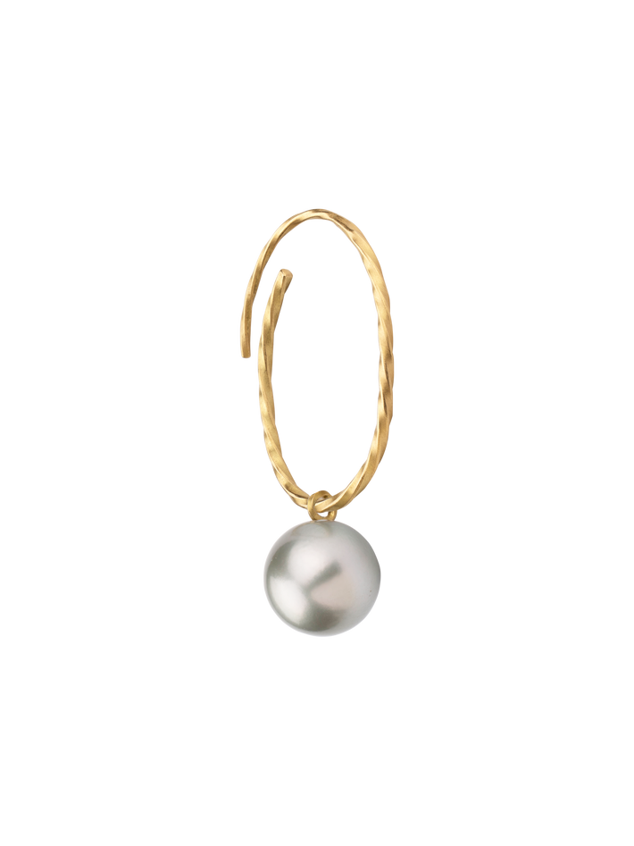 Asymmetric hoop with pearl