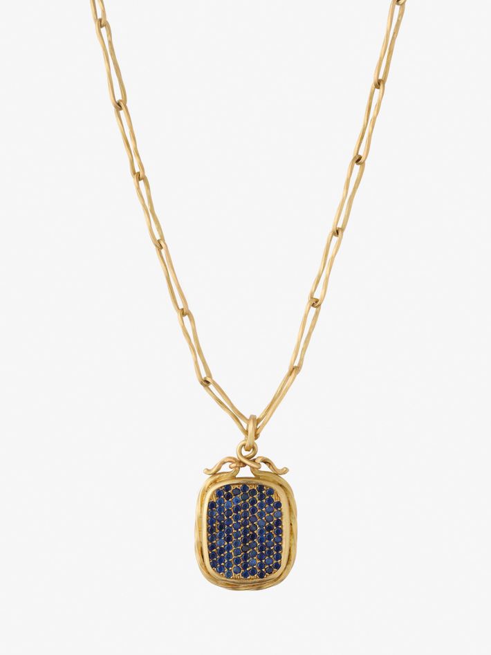 Flow pendant with blue sapphires