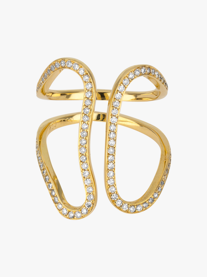 Embrace ring with diamonds