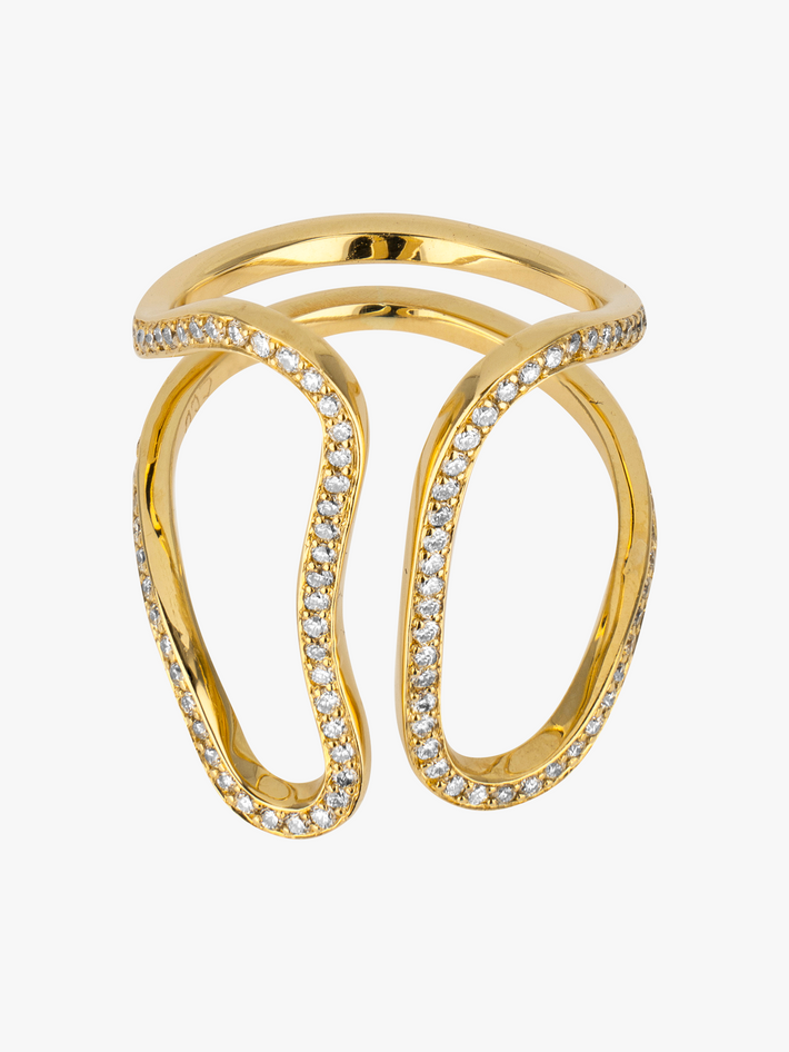 Embrace ring with diamonds