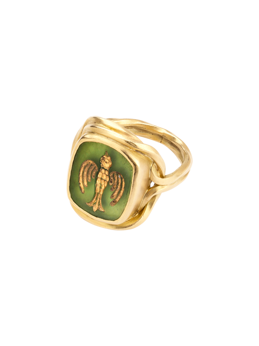 Flow bird signature jade ring photo