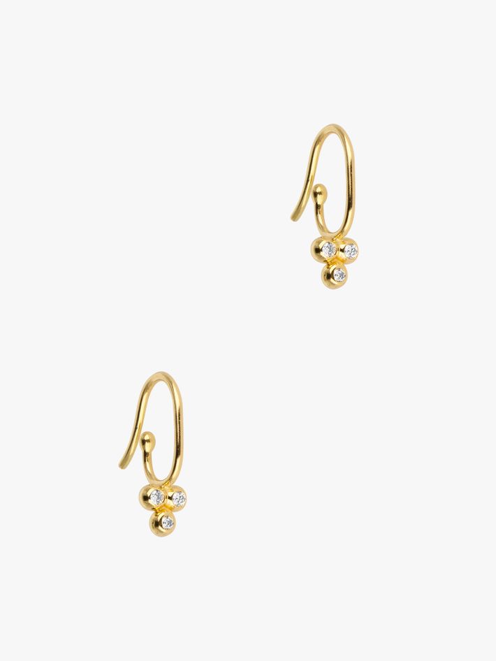Three diamond hoop earrings