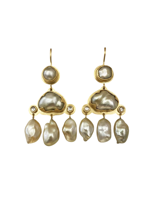 Keshi Pearl and Diamond earrings photo