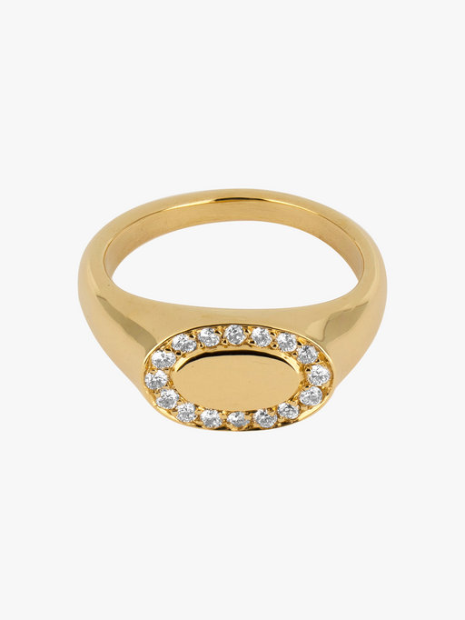 Signature signet ring with diamonds photo