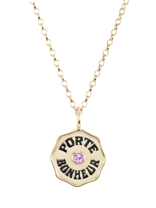 Porte bonheur necklace - pink sapphire photo