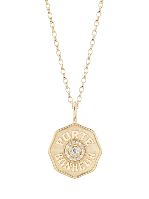 Raised Gold Mini Diamond Halo Porte Bonheur photo
