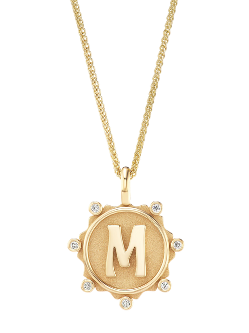 Alphabet Coin Diamond Necklace photo