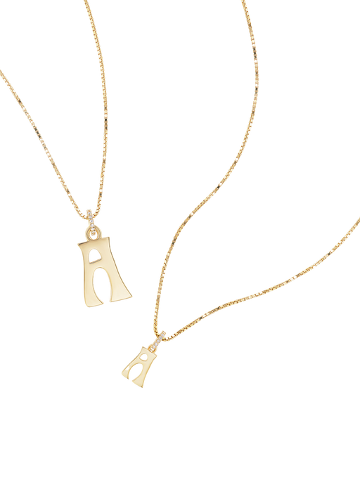 Letter charm diamond necklace photo