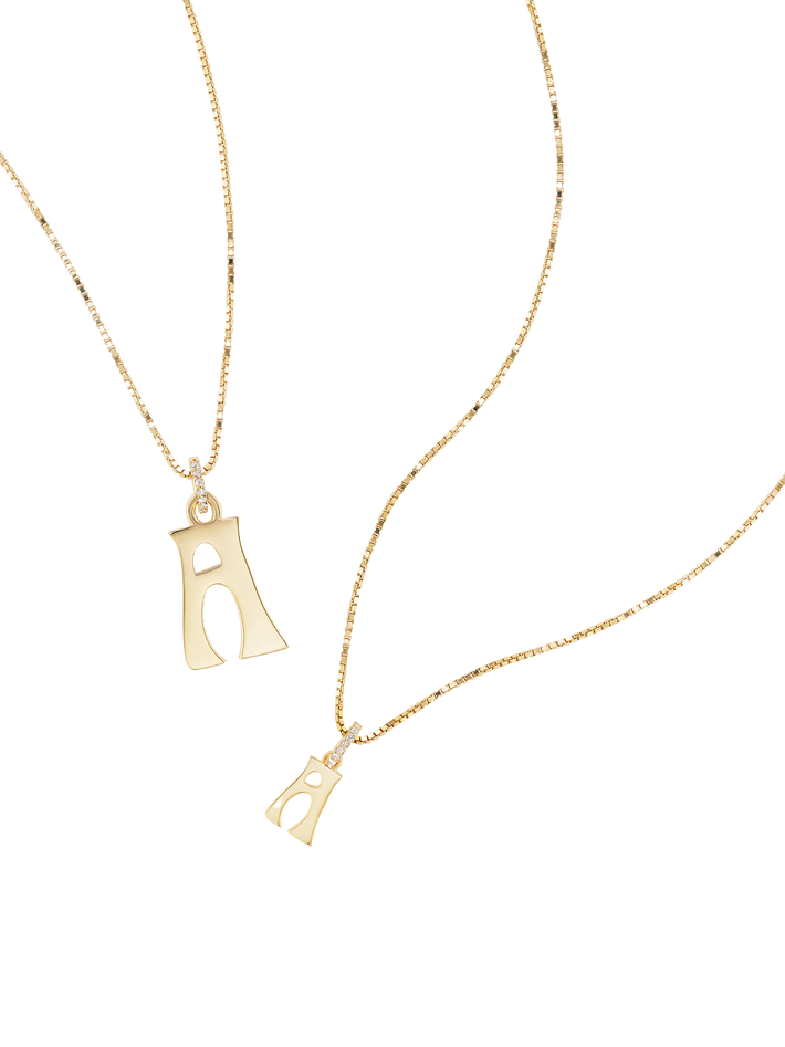 Letter charm diamond necklace