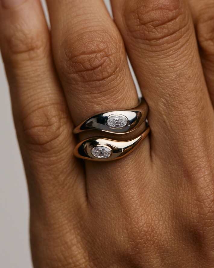 Jupiter ring set - white and yellow gold