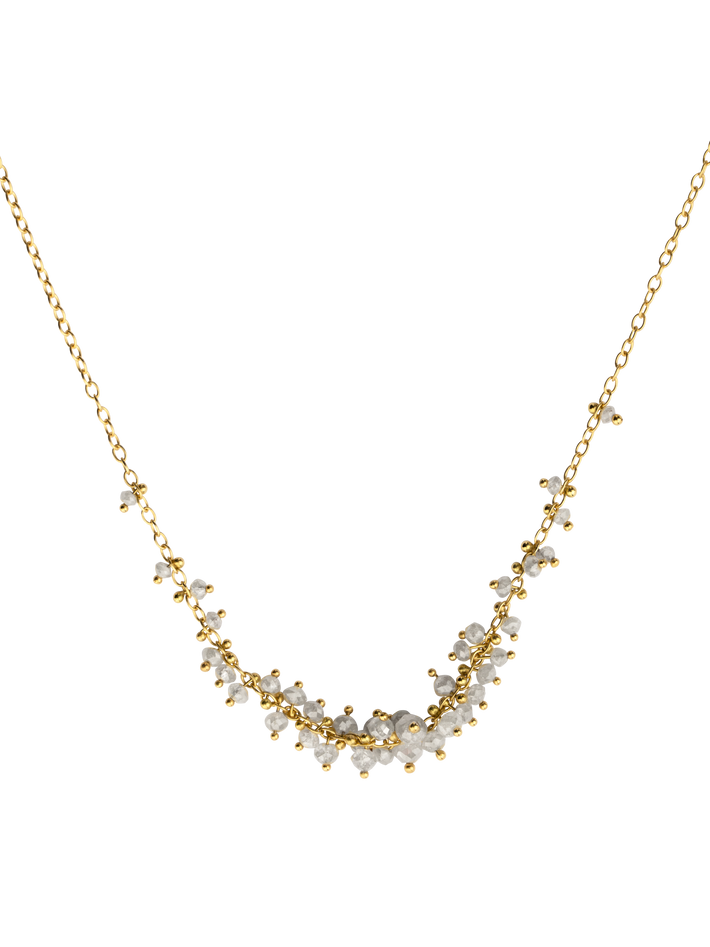 Caviar necklace with light grey diamonds