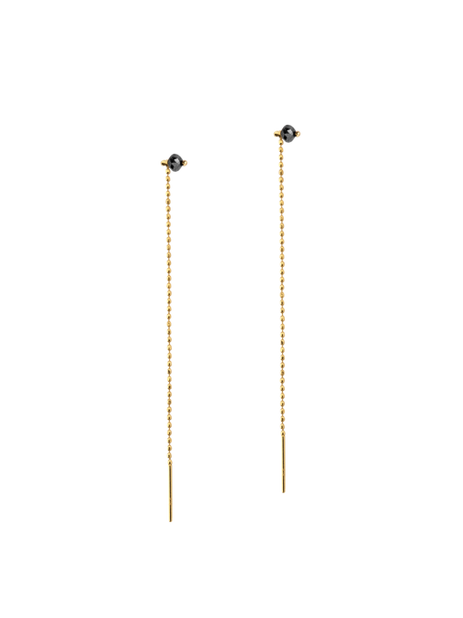 Spring ear threads with black diamond bead photo