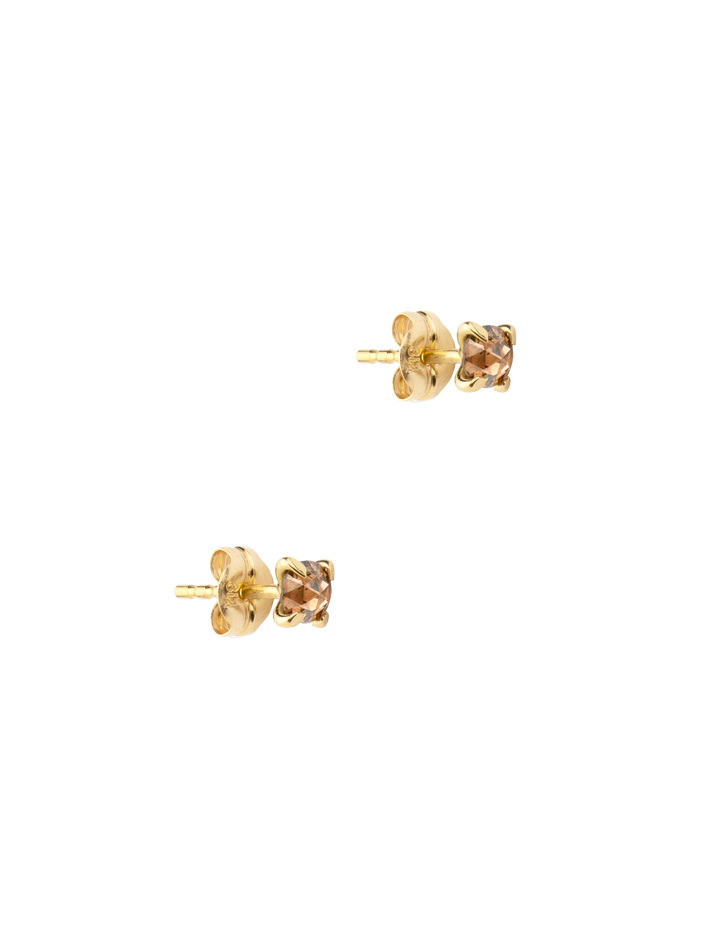 Brown rosecut diamond studs