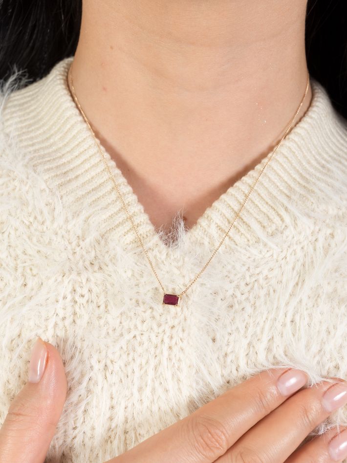 Ruby bar baguette necklace