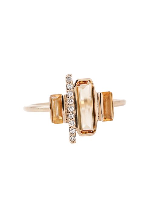 Cityscape Triple Citrine and Diamond Tower Ring photo