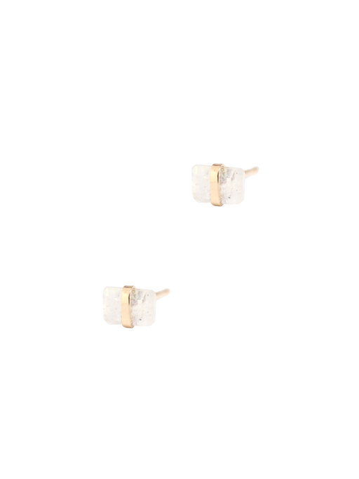 Bezel wrapped moonstone stud earring photo
