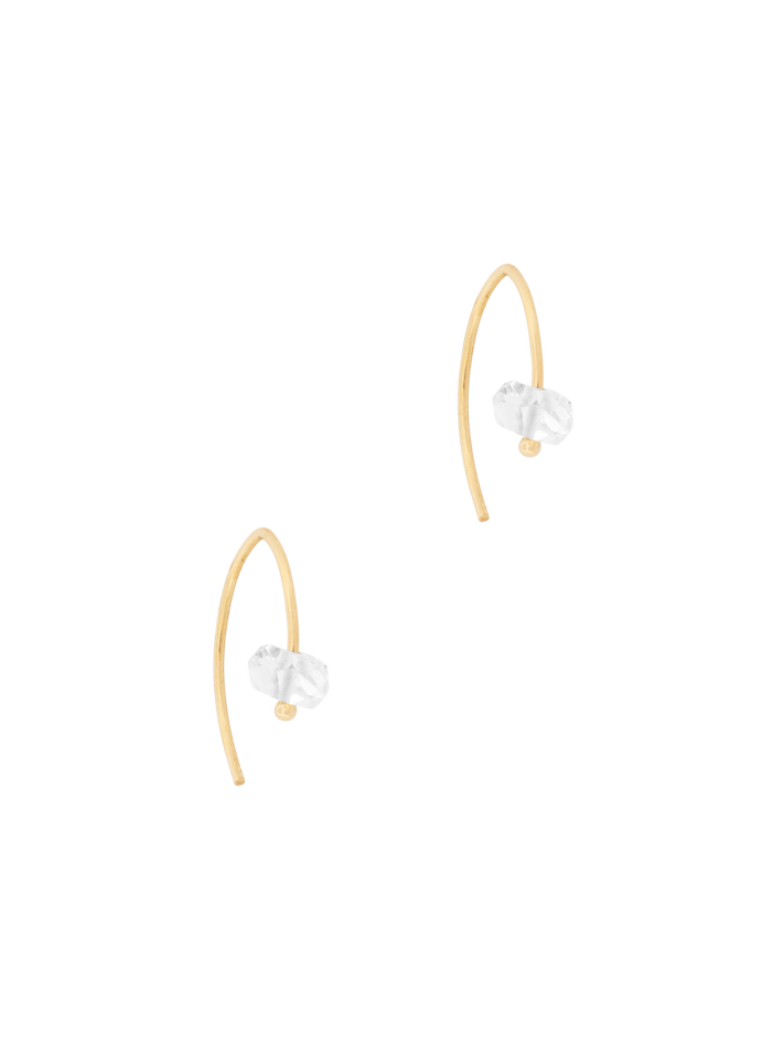Wishbone hoops with herkimer diamonds
