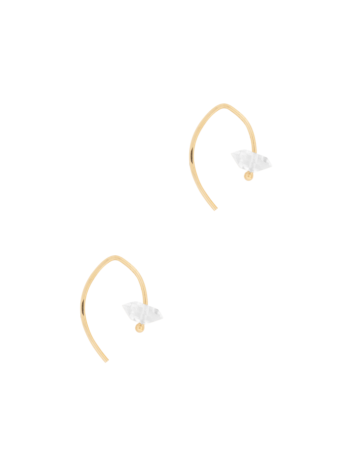 Wishbone hoops with herkimer diamonds