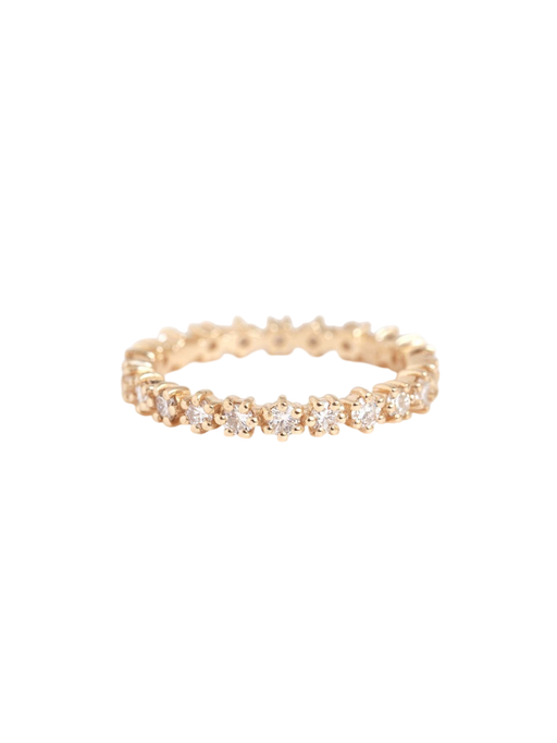 Prong Set White Diamond Eternity Band - 14k Yellow Gold photo