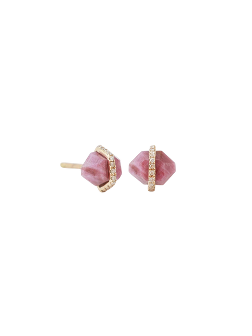 Diamond Wrapped Herkimer Cut Ruby Stud Earrings photo