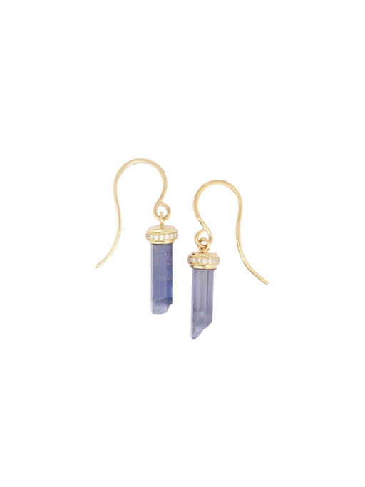 Iolite Cut Crystal Earring with Micropave Diamond Cap photo