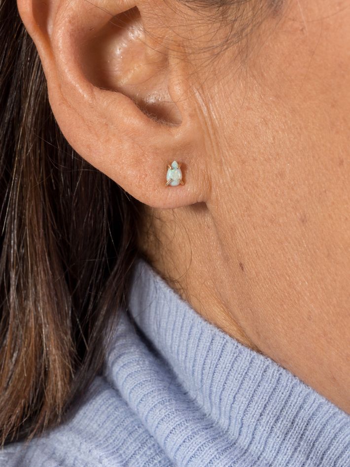 Prong-set teardrop opal stud earrings