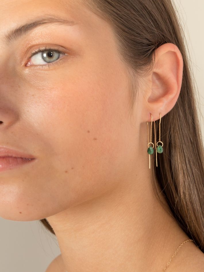 Pull through emerald drop earrings by Melissa Joy Manning | Finematter