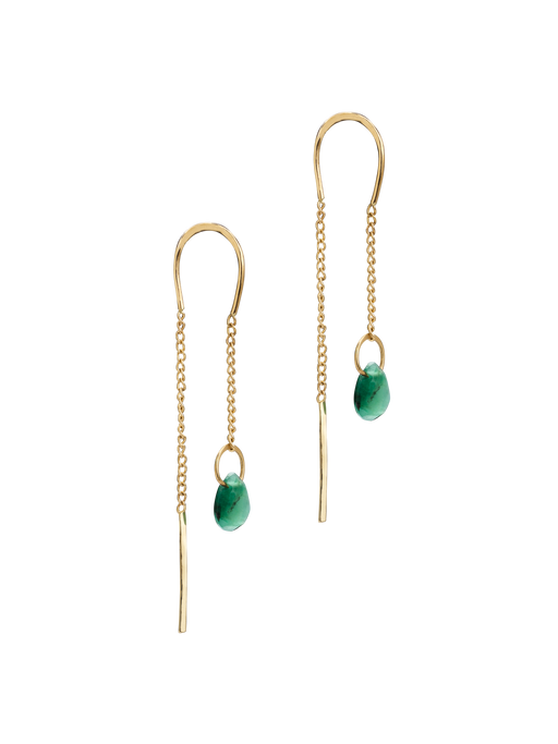 Pull through emerald drop earrings photo