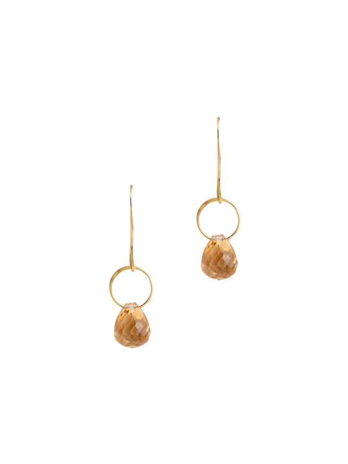 Citrine single drop earrings