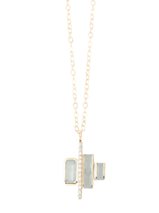 Cityscape Triple Aquamarine and Diamond Tower Necklace photo