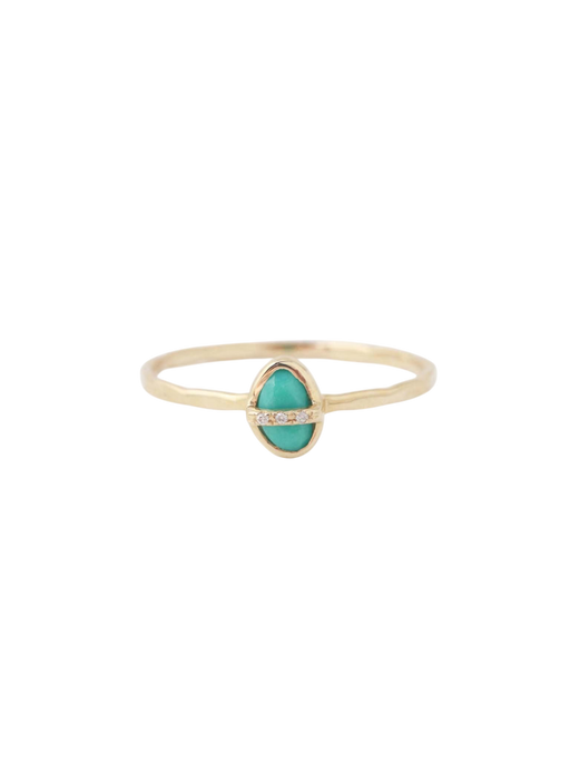 Small Micropave Bezel Wrapped Turquoise Ring photo