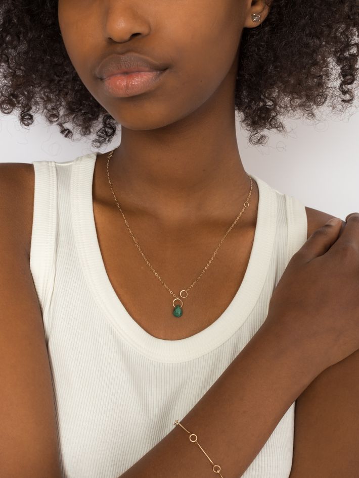 Emerald single drop necklace