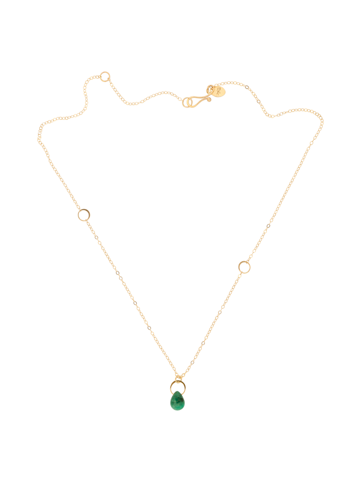 Emerald single drop necklace