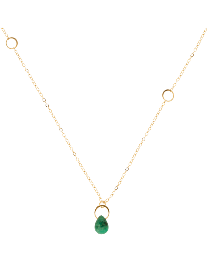 Emerald single drop necklace