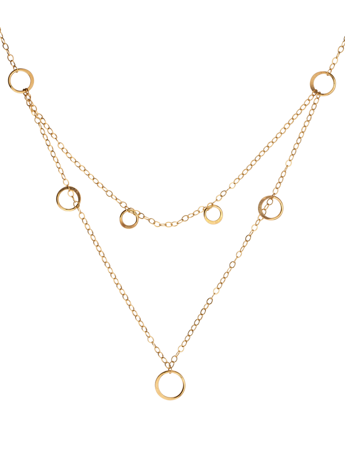Two chain circle detail necklace