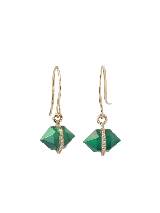 Micropave Herkimer cut Malachite Drop Earrings photo