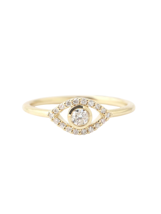 Pave White Diamond Eye Ring photo